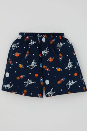 Breeze Erkek Bebek Şortlu Pijama Takımı Galaksi Temalı Astronot Desenli 9 Ay-3 Yaş, Lacivert