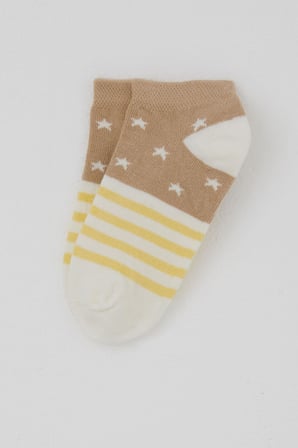 Defne Baby Erkek Çocuk Patik Çorap Yıldız Desenli 7-12 Yaş, Ekru