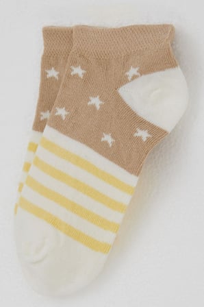 Defne Baby Erkek Çocuk Patik Çorap Yıldız Desenli 7-12 Yaş, Ekru