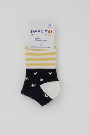 Defne Baby Erkek Çocuk Patik Çorap Yıldız Desenli 7-12 Yaş, Ekru