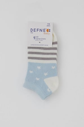 Defne Baby Erkek Çocuk Patik Çorap Yıldız Desenli 7-12 Yaş, Ekru
