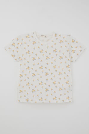 Breeze Kız Çocuk Şortlu Pijama Takımı Çiçek Desenli 4-8 Yaş, Beyaz