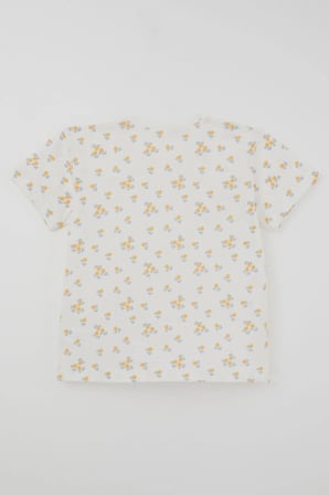 Breeze Kız Çocuk Şortlu Pijama Takımı Çiçek Desenli 4-8 Yaş, Beyaz