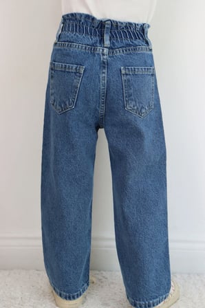 Breeze Kız Çocuk Jean Pantolon Papatya Nakışlı Düğmeli 1.5-5 Yaş, Mavi