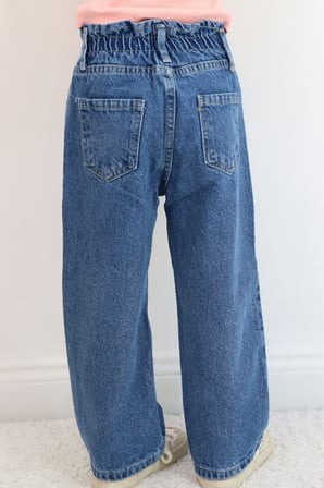 Breeze Kız Çocuk Jean Pantolon Yıldız Nakışlı Beli Lastikli Düğmeli 1.5-5 Yaş, Mavi