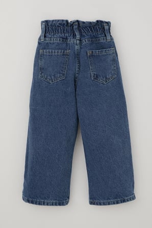 Breeze Kız Çocuk Jean Pantolon Yıldız Nakışlı Beli Lastikli Düğmeli 1.5-5 Yaş, Mavi