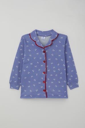 Luggi Baby Kız Çocuk Pijama Takımı Fiyonk Empirme Arabiyeli Önden Düğmeli 2-8 Yaş, Lila