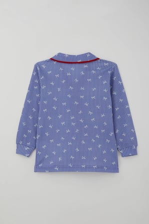 Luggi Baby Kız Çocuk Pijama Takımı Fiyonk Empirme Arabiyeli Önden Düğmeli 2-8 Yaş, Lila