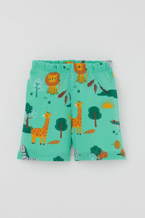 Breeze Erkek Bebek Şortlu Pijama Takımı Safari Temalı Sevimli Hayvancıklar Desenli 4 Ay - 1 Yaş , Yeşil