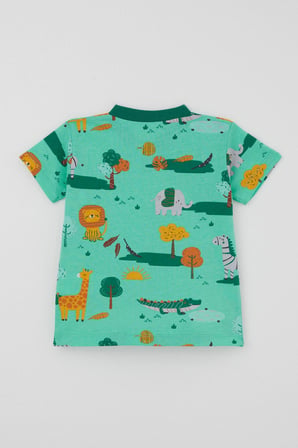 Breeze Erkek Bebek Şortlu Pijama Takımı Safari Temalı Sevimli Hayvancıklar Desenli 4 Ay - 1 Yaş , Yeşil