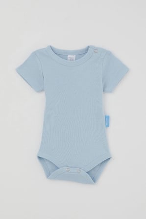 Breeze Erkek Bebek Çıtçıtlı Kısa Kollu Zıbın Body Basic 0-9 Ay , Açık Mavi
