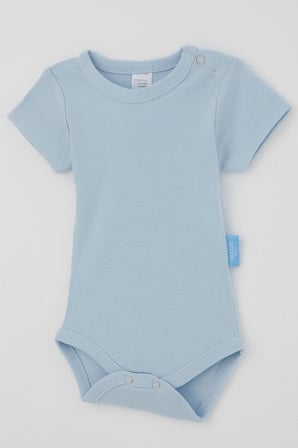 Breeze Erkek Bebek Çıtçıtlı Kısa Kollu Zıbın Body Basic 0-9 Ay , Açık Mavi