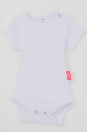 Breeze Kız Bebek Çıtçıtlı Kısa Kollu Zıbın Body Basic 0-9 Ay , Beyaz