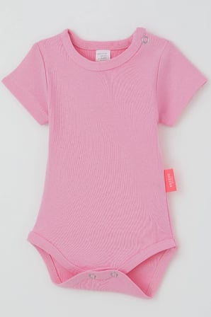 Breeze Kız Bebek Çıtçıtlı Kısa Kollu Zıbın Body Basic 0-9 Ay , Pembe