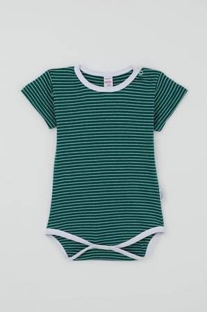 Breeze Erkek Çocuk Çıtçıtlı Kısa Kollu Zıbın Body Çizgili 1-3 Yaş , Zümrüt Yeşili