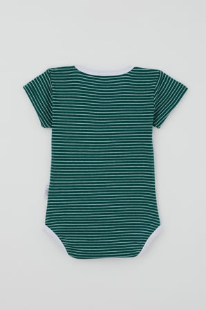 Breeze Erkek Çocuk Çıtçıtlı Kısa Kollu Zıbın Body Çizgili 1-3 Yaş , Zümrüt Yeşili
