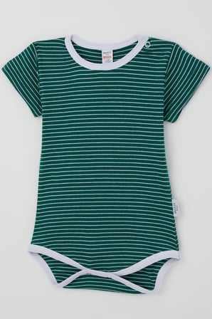 Breeze Erkek Çocuk Çıtçıtlı Kısa Kollu Zıbın Body Çizgili 1-3 Yaş , Zümrüt Yeşili