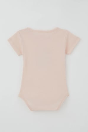 Breeze Kız Çocuk Çıtçıtlı Kısa Kollu Zıbın Body Sevimli Ceylan Baskılı 1-3 Yaş , Pudra