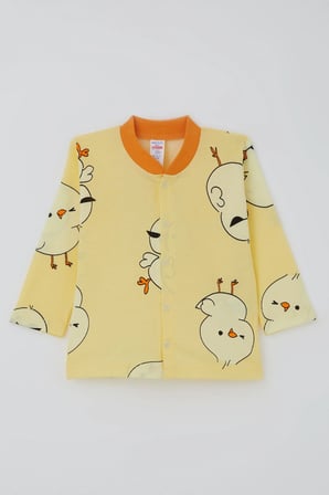 Breeze Erkek Bebek Pijama Takımı Sevimli Civciv Desenli Önden Çıtçıtlı 4 Ay - 1 Yaş , Sarı