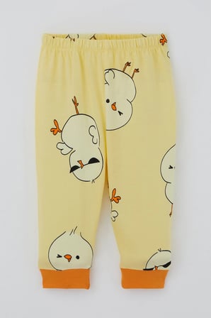 Breeze Erkek Bebek Pijama Takımı Sevimli Civciv Desenli Önden Çıtçıtlı 4 Ay - 1 Yaş , Sarı