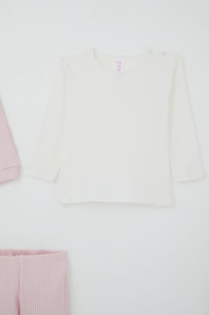 Breeze Kız Bebek Bodyli 3 Lü Takım Fiyonk Arma Nakışlı 4 Ay - 1 Yaş , Pembe