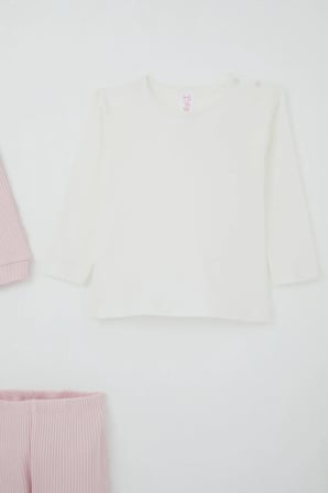 Breeze Kız Bebek Bodyli 3 Lü Takım Fiyonk Arma Nakışlı 4 Ay - 1 Yaş , Pembe