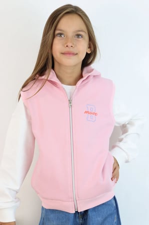 Breeze Kız Çocuk Yelek Kapüşonlu Fermuarlı Harf Nakışlı 3-8 Yaş , Pembe