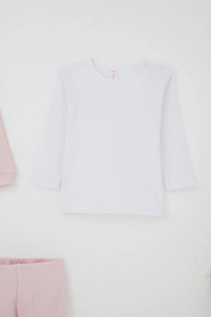 Breeze Kız Bebek Bodyli 3 Lü Takım Fiyonk Arma Nakışlı 4 Ay - 1 Yaş , Pembe
