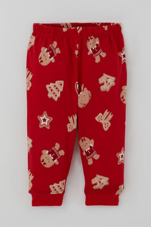 Breeze Kız Bebek Pijama Takımı Sevimli Kurabiye Bebek & Fiyonk Desenli Önden Çıtçıtlı 4 Ay - 1 Yaş , Kırmızı