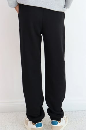 Breeze Çocuk Eşofman Altı Unisex Bağcıklı Cepli Düz Renk 10-14 Yaş , Siyah