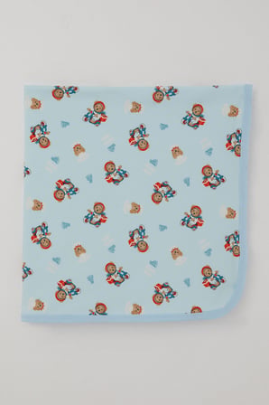 Breeze Yenidoğan Bebek Battaniyesi Pizza Kuryecisi Sevimli Ayıcık Desenli Standart , Bebe Mavisi