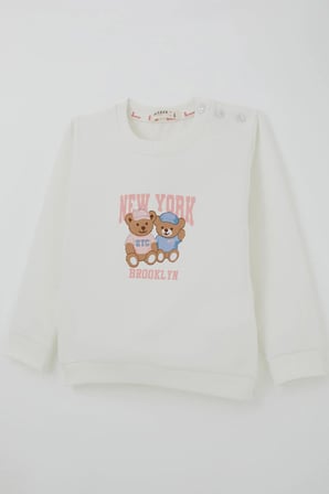 Breeze Kız Çocuk Sweatshirt Dost Ayıcıklar Baskılı 1.5-5 Yaş , Ekru