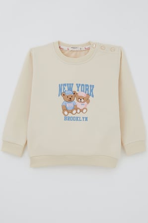 Breeze Kız Çocuk Sweatshirt Dost Ayıcıklar Baskılı 1.5-5 Yaş , Krem