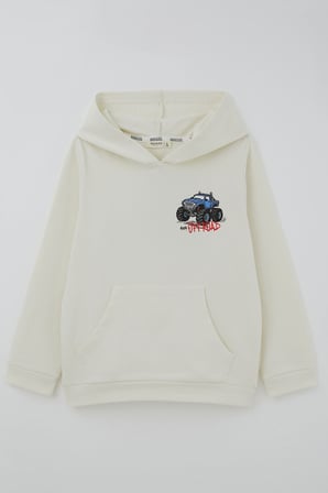 Breeze Erkek Çocuk Sweatshirt Macera Temalı Arazi Aracı Sırt Baskı Detaylı 4-8 Yaş , Ekru