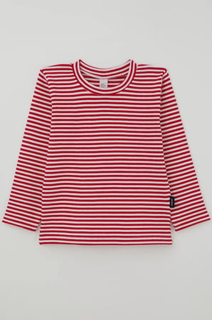 Breeze Kız Bebek Uzun Kollu Tişört Çizgili 9 Ay - 3 Yaş , Kırmızı