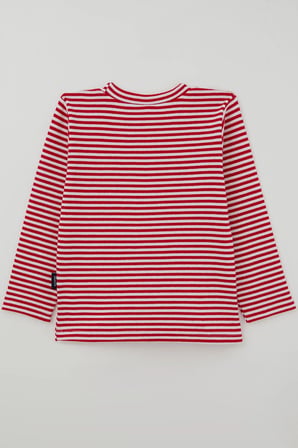 Breeze Kız Bebek Uzun Kollu Tişört Çizgili 9 Ay - 3 Yaş , Kırmızı