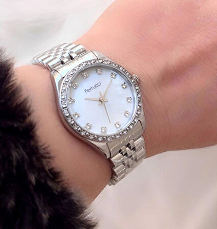 Silver Renk Zirkon Taşlı Jübile Kordon Çelik Kadın Kol Saat+%100 Çelik Kolye Hediye