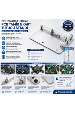 Profesyonel Hassas PCB Tamir Ve Kart Tutucu Standı - Lehimleme & Sökme İstasyonu