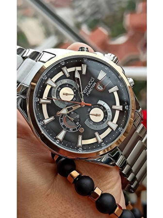 Ferrucci Fonksiyonlu&Takvimli Çelik Erkek Kol Saati+Bileklik