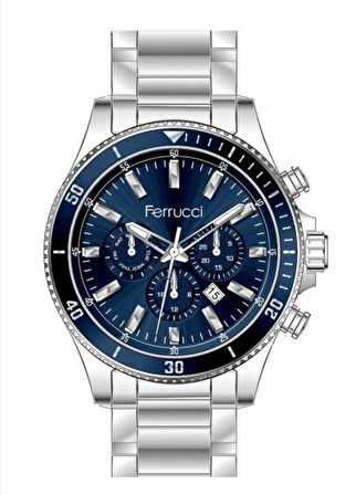 Fonksiyonlu&Takvimli Lacivert&Gümüş Erkek Kol Saat+Bileklik Hediye