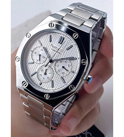 Ferrucci Çelik Kordon Spor Şık Silver  Erkek Kol Saati