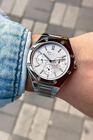 Ferrucci Çelik Kordon Spor Şık Silver  Erkek Kol Saati
