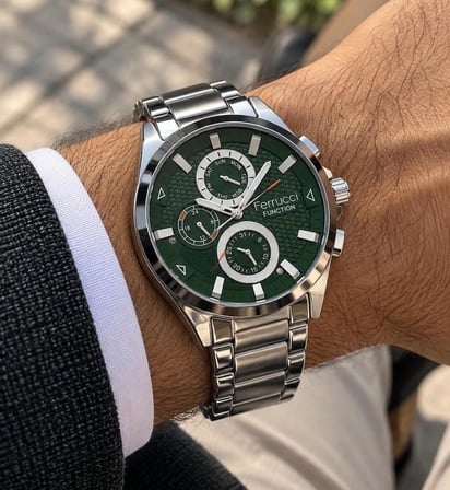 Ferrucci Çelik Kordon&Kasa Fonksiyonları Aktif Erkek Kol Saati+%100 Çelik Takı Set Hediyeli