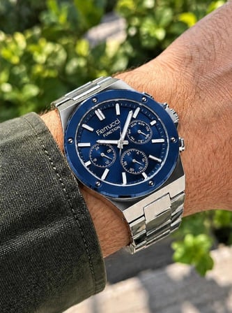 Ferrucci Gümüş&Lacivert Renk Fonksiyonları Aktif 43 mm Kasa Çap Erkek Kol Saati