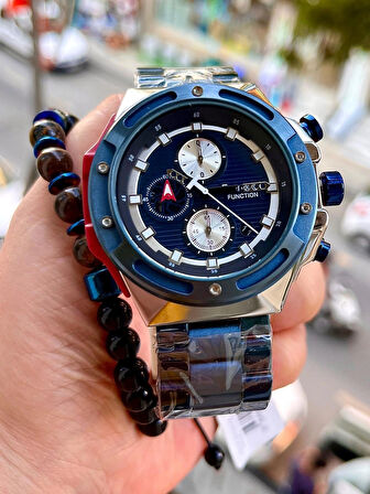 Spor Tasarım Fonksiyonlu&Takvimli Lacivert Erkek Kol Saat+Bileklik Hediye