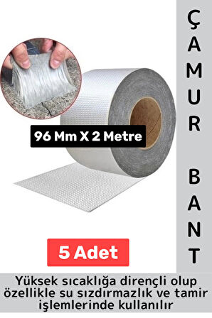 Ultra Güçlü Su Geçirmez Isıya Dayanıklı Alüminyum İzolasyon Tamirat 96 Mm X 2 Metre Çamur Bant 5 Adt