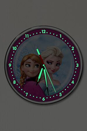 Dekor Loft Premium Gece Parlayan Frozen Elsa Çocuk Odası Duvar Saati PFS-1791