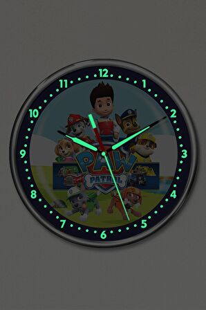 Dekor Loft Premium Gece Parlayan Paw Patrol Çocuk Odası Duvar Saati PFS-1795