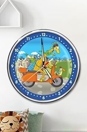 Dekor Loft Kırılmaz Cam Premium Gece Parlayan Komik Motorcular Odası Duvar Saati PFS-1855