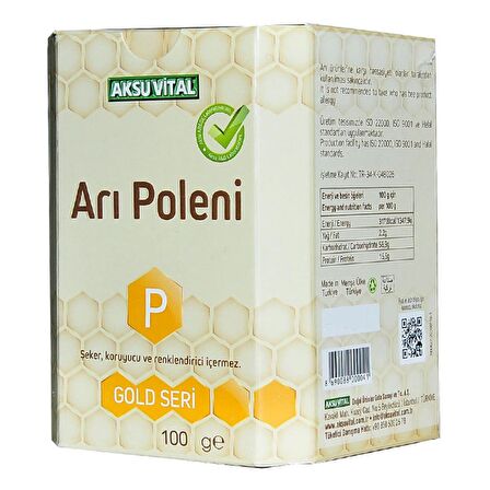 Aksuvital Saf Doğal Arı Poleni 100 Gr Cam Şişe